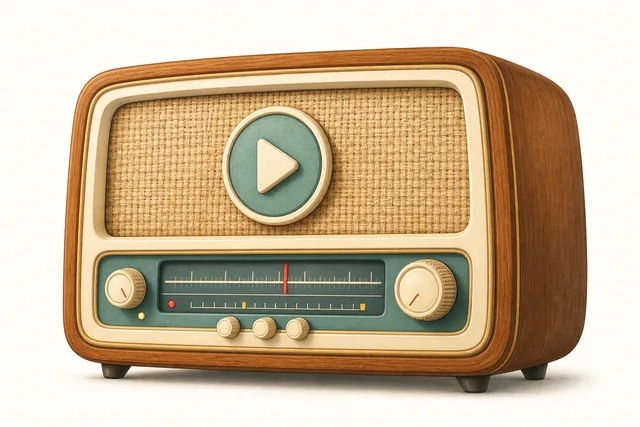 Retro radioapparat for Bakomberg-værmeldingen.