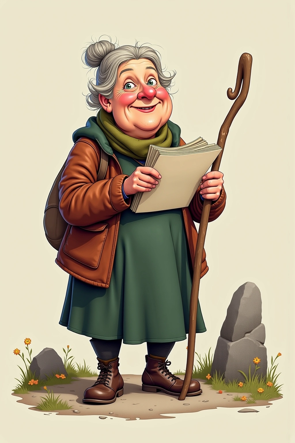 Håndtegnet profilillustrasjon av Signe Brottveit, en fiktiv person i Bakomberg-universet.