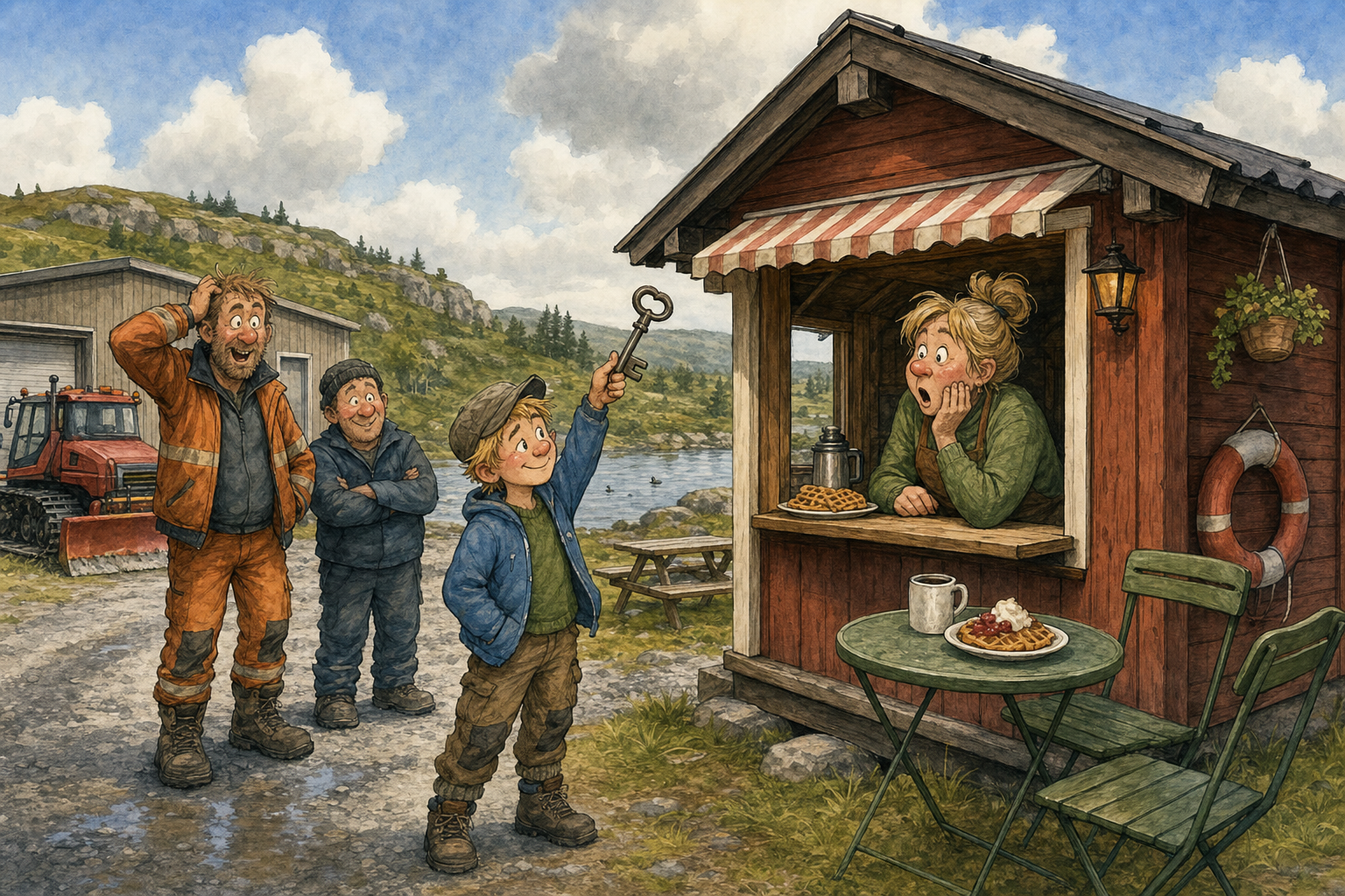 Tegnet hovedmotiv til saken Mio vil ta nøkkelen til turkafeen selv: Mio Bråtaker vurderer å drive den lille turkafeen ved Kaffediket bak Brøytegarasjen selv.
