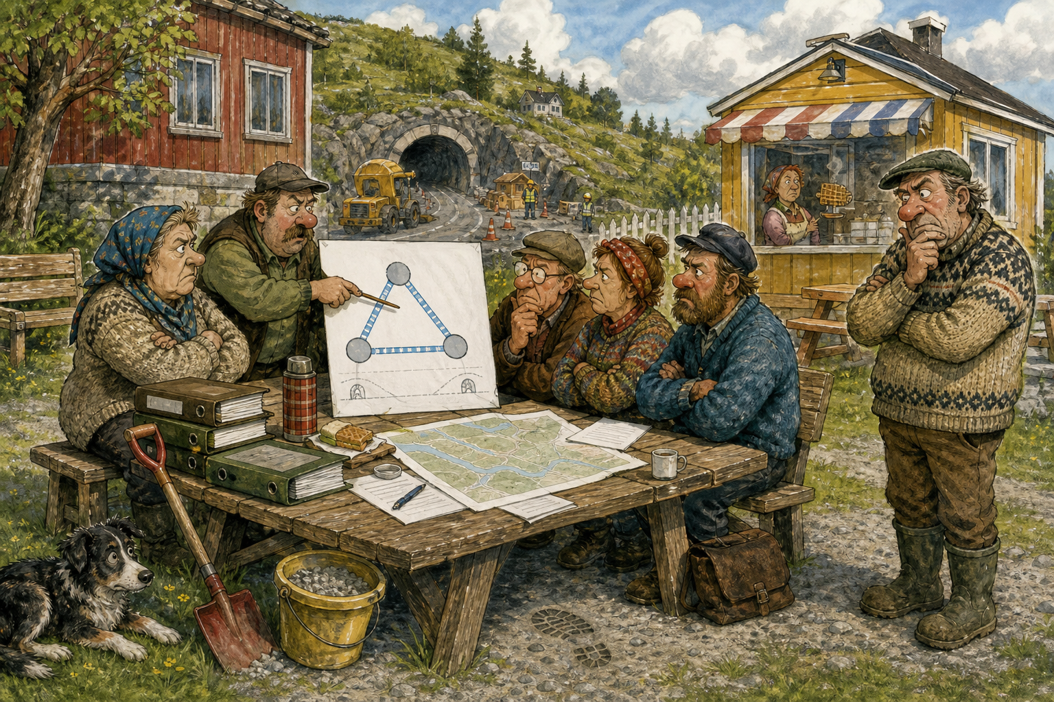 Tegnet støttemotiv til saken Vil legge Bakomberg-trekant under bakken: Bakomberg Lapp- og Merkelag for Midlertidig Orden ber om at underjordisk trekantsamband vurderes som alternativ til større synlige veggrep.