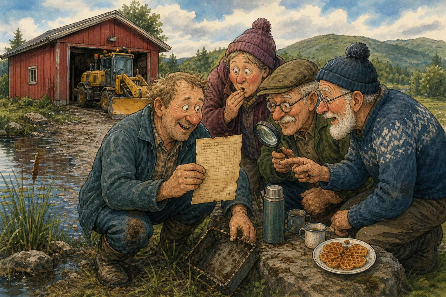 Tegnet støttemotiv til saken Gammel liste ved Kaffediket kan bli foreningssak: En eldre liste funnet ved Kaffediket bak Brøytegarasjen har satt Åsmund Klinke i bevegelse og kan bli vurdert av Bakomberg Lete- og Finneforening.