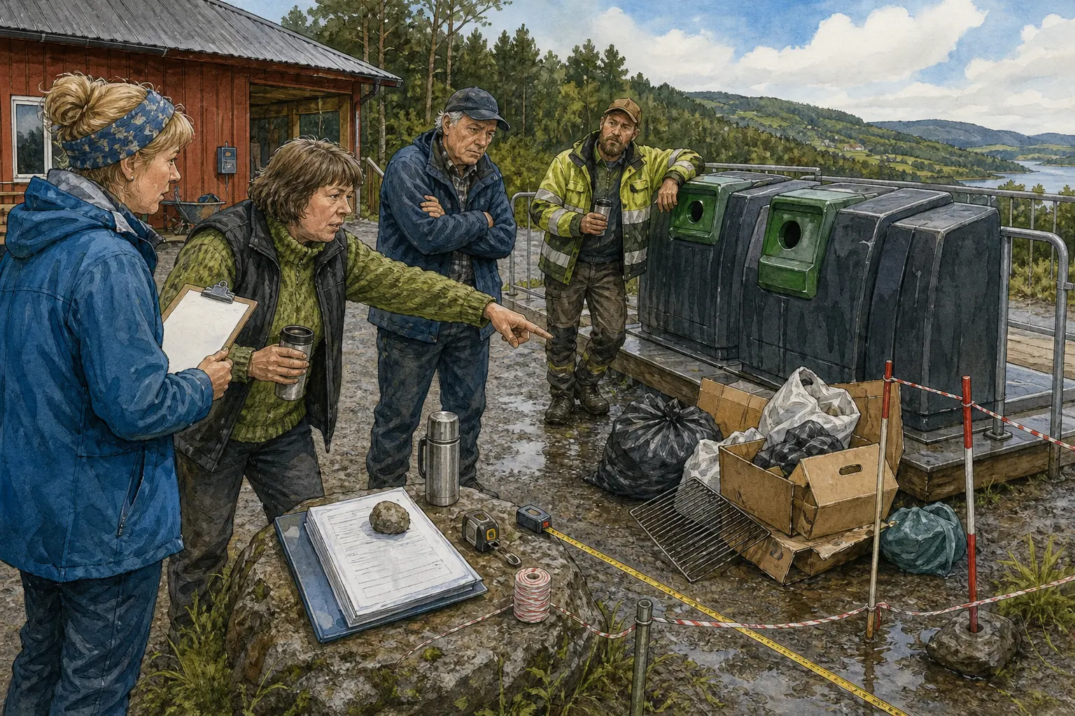 Tegnet støttemotiv til saken Containeren på Vesleodden får følge på utsida: Nye containere ved Vesleodden fungerer når folk treffer åpningen, opplyser Snublefri Bakomberg Drift.